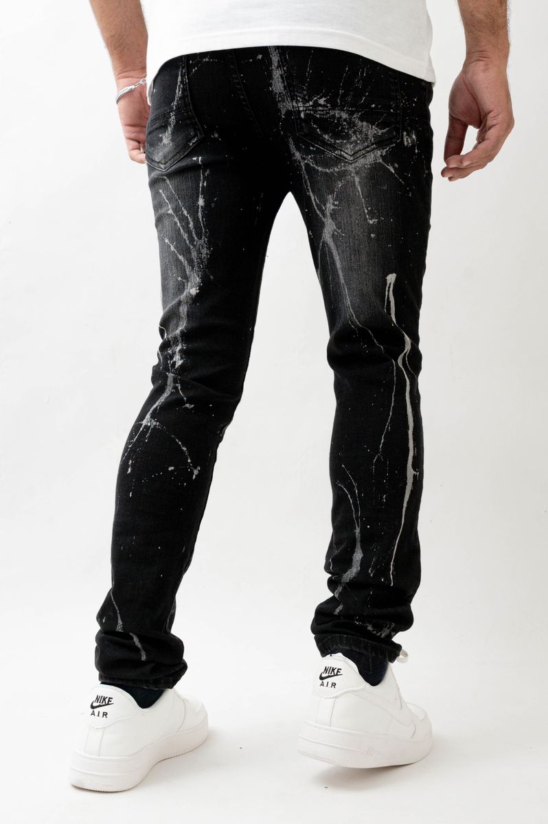 DISASTER SUPER STRETCH SKINNY DENIM - 552 BLK SPLASH (DZTR-552 BLK SPLASH)