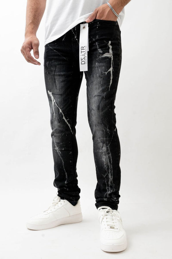 DISASTER SUPER STRETCH SKINNY DENIM - 552 BLK SPLASH (DZTR-552 BLK SPLASH)