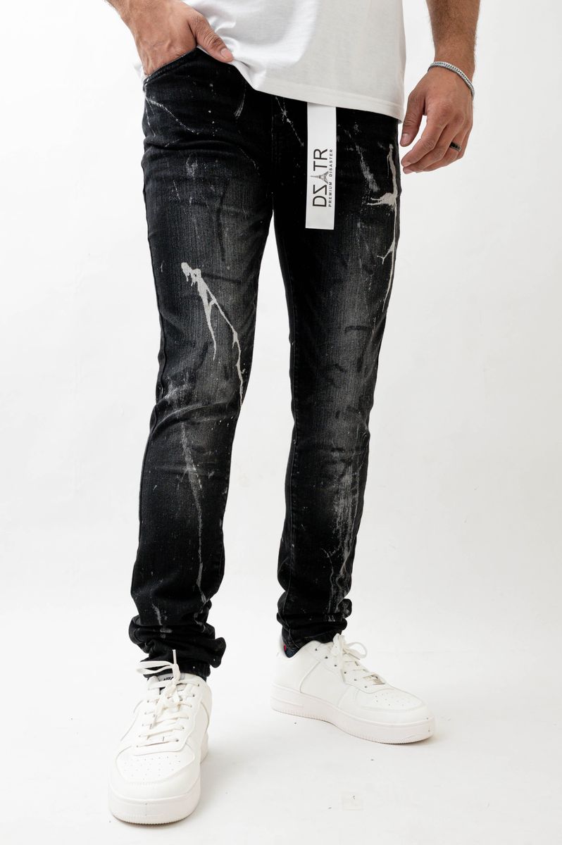 DISASTER SUPER STRETCH SKINNY DENIM - 552 BLK SPLASH (DZTR-552 BLK SPLASH)