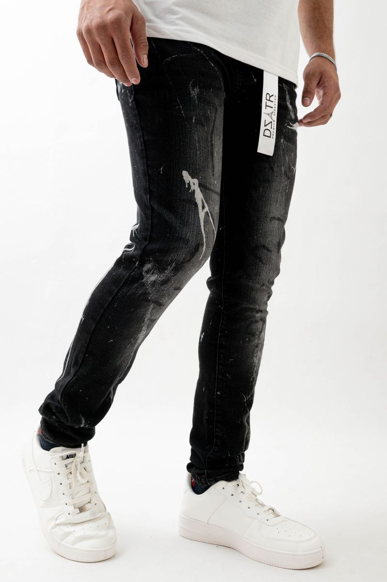 DISASTER SUPER STRETCH SKINNY DENIM - 552 BLK SPLASH (DZTR-552 BLK SPLASH)