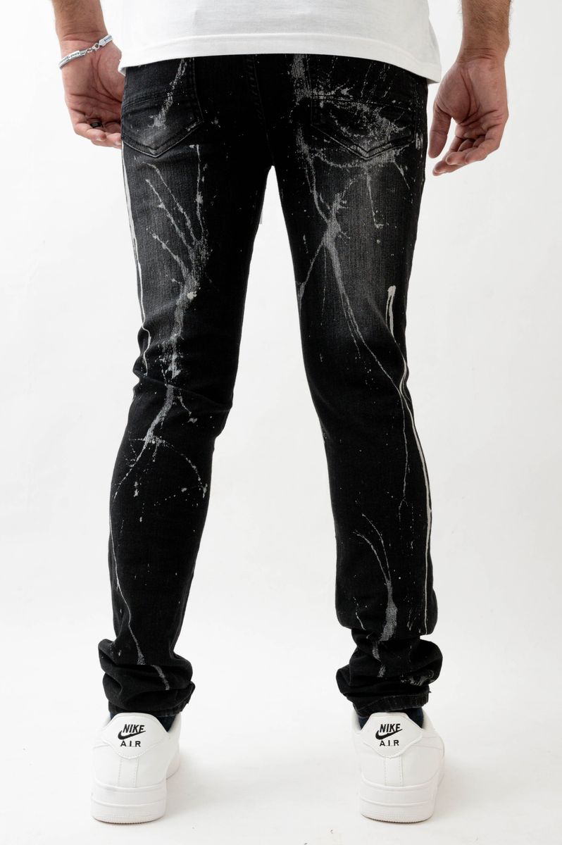 DISASTER SUPER STRETCH SKINNY DENIM - 552 BLK SPLASH (DZTR-552 BLK SPLASH)