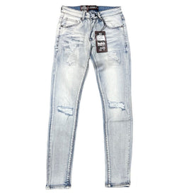 DENIMICITY LIGHT BLUE KNEE RIP SKINNY DENIM