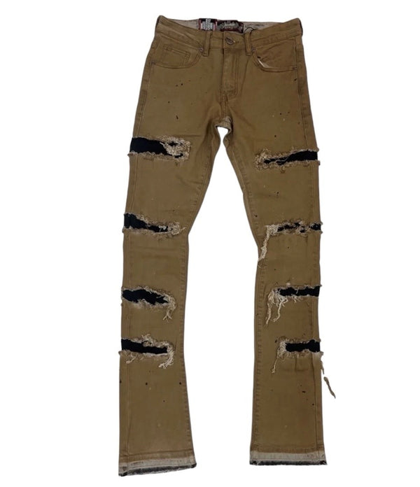DENIMICITY ZOMBIE BLACK RIPPED GOLD MECHANIC WASH STACKED DENIM