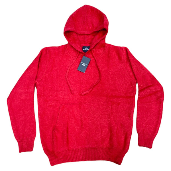 ONE IN A MILLION RED MOHAIR PULLOVER HOODIE