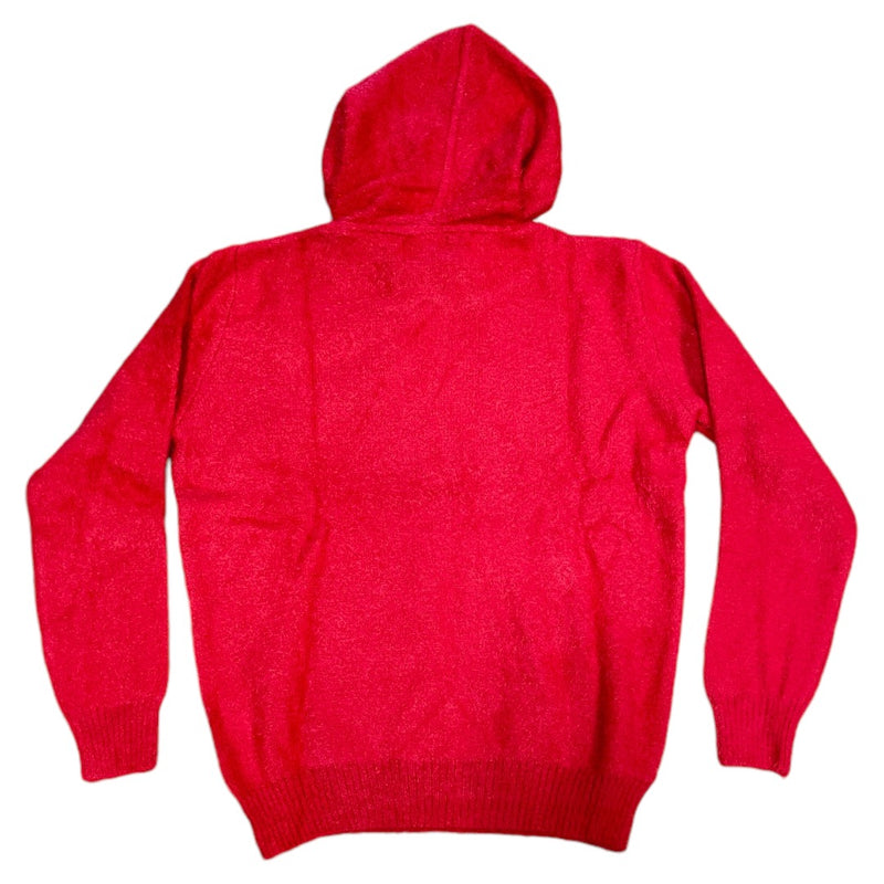 ONE IN A MILLION RED MOHAIR PULLOVER HOODIE