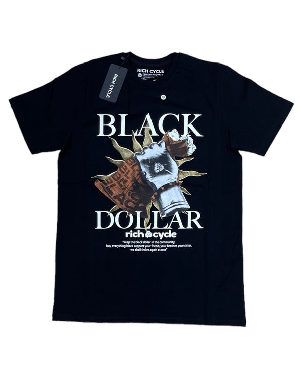 RICH CYCLE BLACK DOLLAR T-SHIRT.