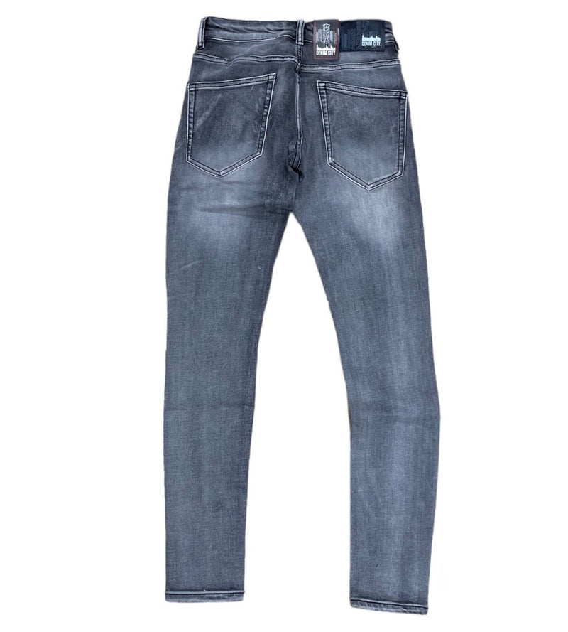 DENIMICITY GREY KNEE RIP SKINNY Y DENIM