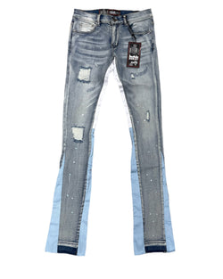 DENIMICITY LIGHT BLUE WASH STACKED JEANS