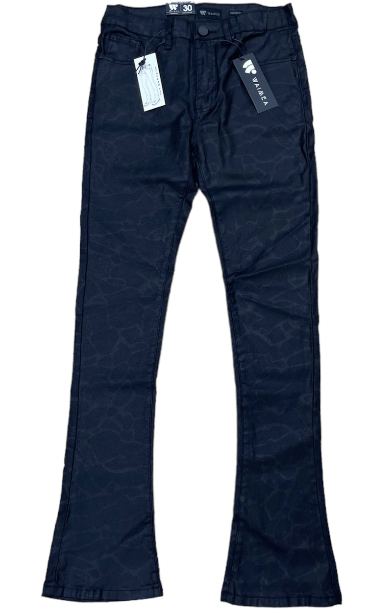 WAIMEA WOVEN TWILL BLACK STACKED JEANS