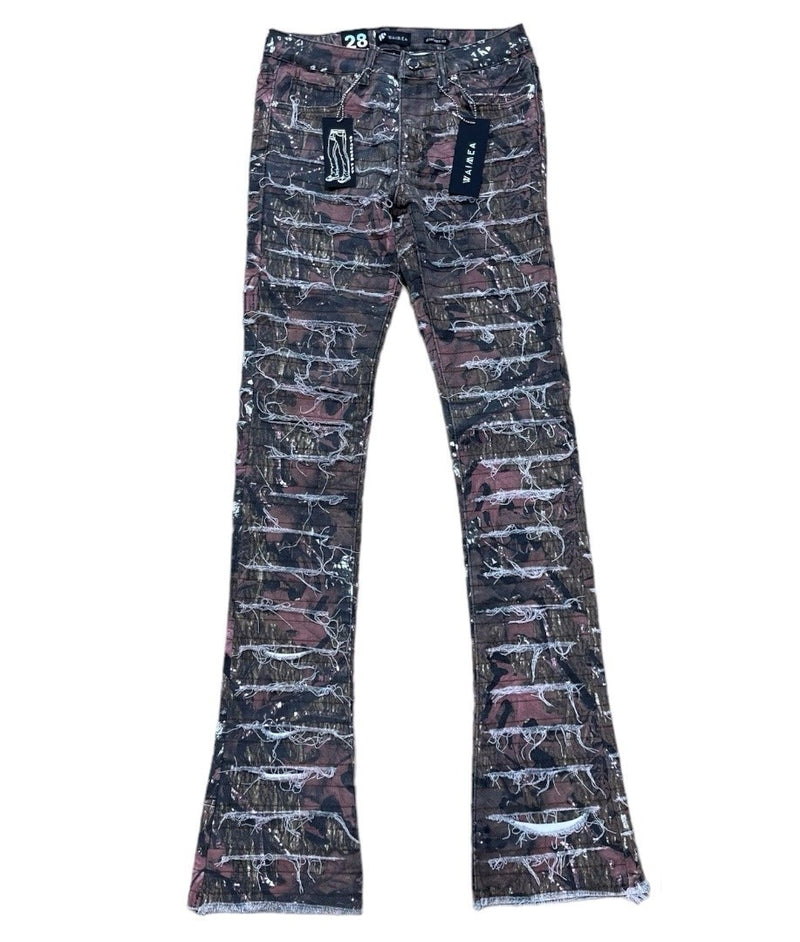 WAIMEA RED CAMO STACKED JEANS