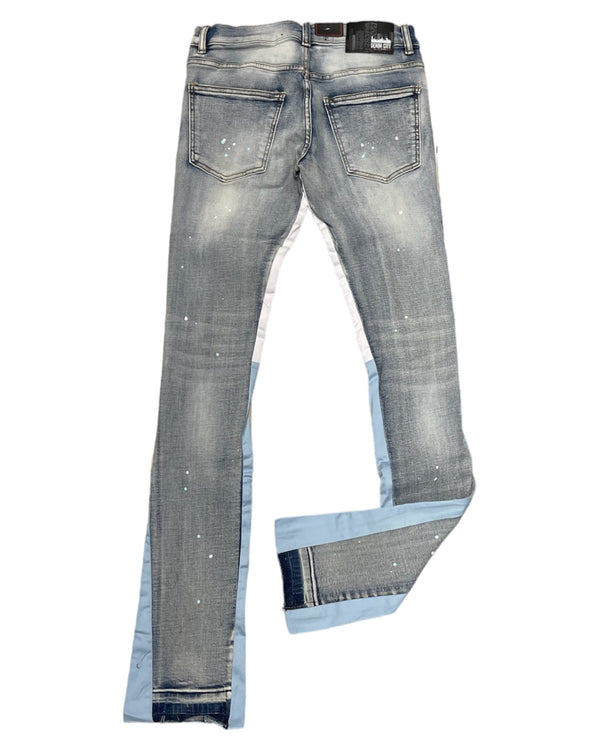 DENIMICITY LIGHT BLUE WASH STACKED JEANS