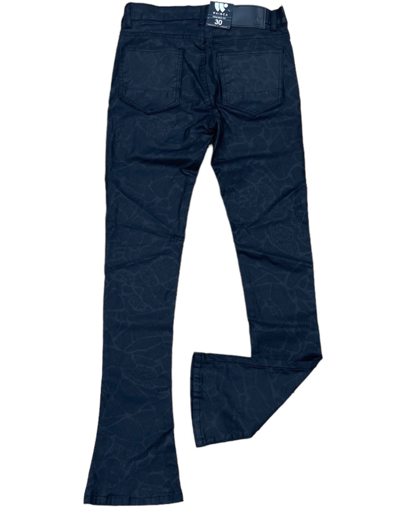 WAIMEA WOVEN TWILL BLACK STACKED JEANS