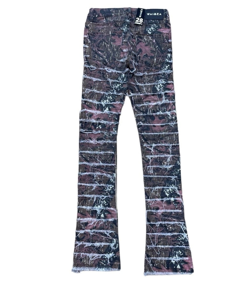 WAIMEA RED CAMO STACKED JEANS