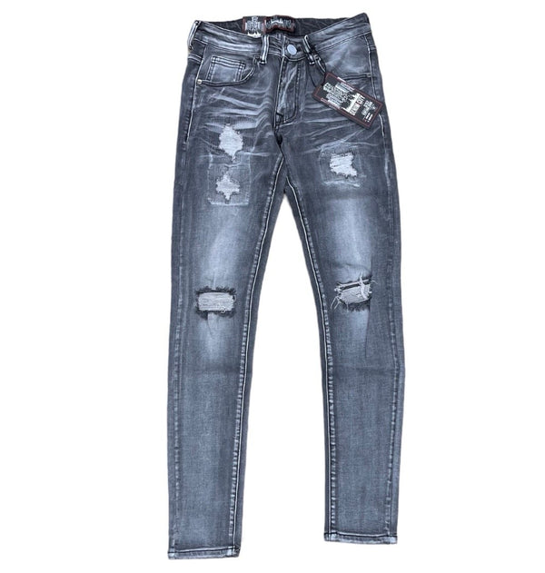 DENIMICITY GREY KNEE RIP SKINNY Y DENIM