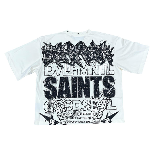 REBEL DENIM SINNER CROP CREAMT-SHIRT
