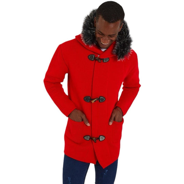 ONE IN A MILLION POPPY RED  HOODED SWEATER JACKET ( CARDIGANS ) WITH FUR