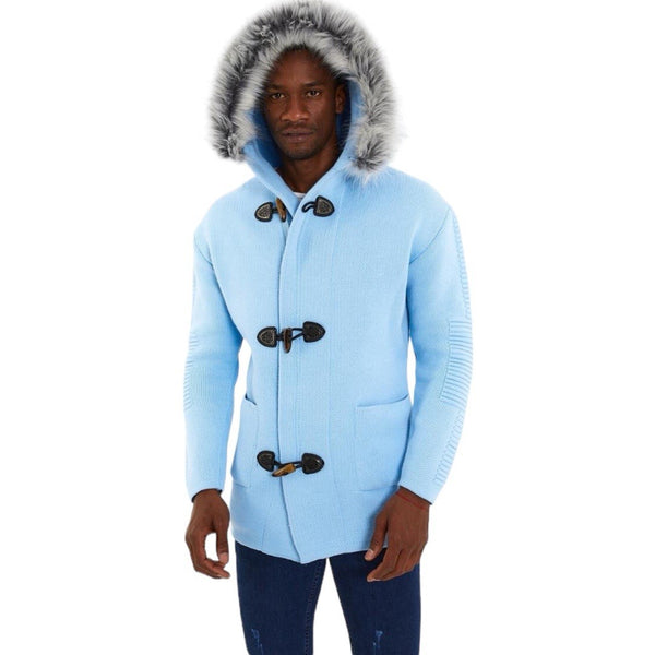 ONE IN A MILLION ALASKAN BLUE HOODED SWEATER JACKET ( CARDIGANS ) WITH FUR