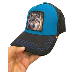 GOLD STAR WOLF TURQUOISE BLUE TRUCKER HAT