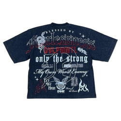 REBEL DENIM FEARLESSNESS BLACK CROP T-SHIRT