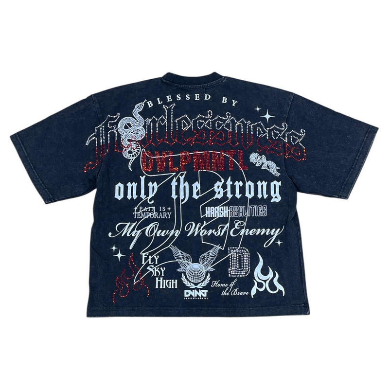 REBEL DENIM FEARLESSNESS BLACK CROP T-SHIRT