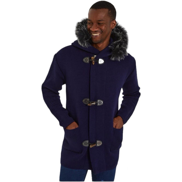 ONE IN A MILLION NIGHT SKY / NAVY HOODED SWEATER JACKET ( CARDIGANS ) WITH FUR