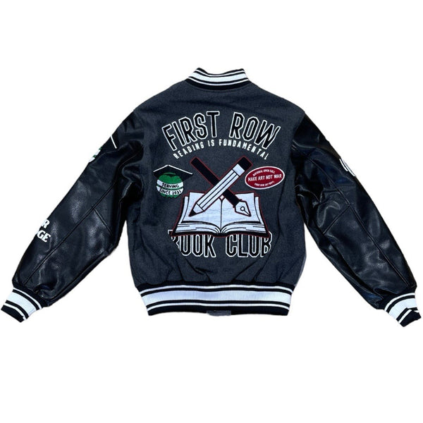 FIRST ROW DENIM BOOK CLUB VARSITY JACKET