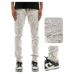 KDNK LIGHT GREY RIPPED SKINNY FIT JEANS