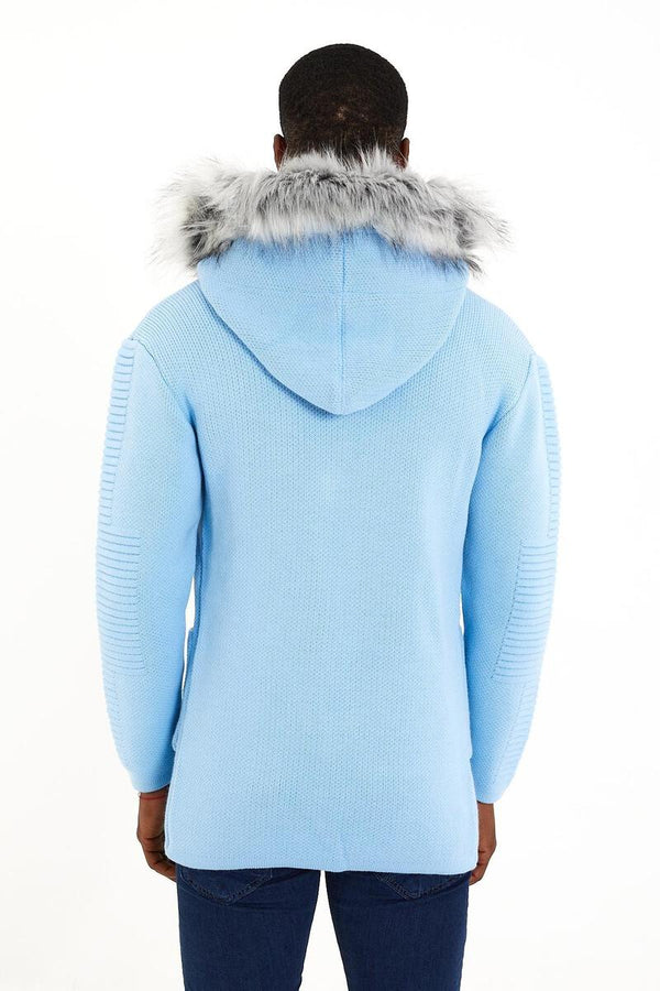 ONE IN A MILLION ALASKAN BLUE HOODED SWEATER JACKET ( CARDIGANS ) WITH FUR