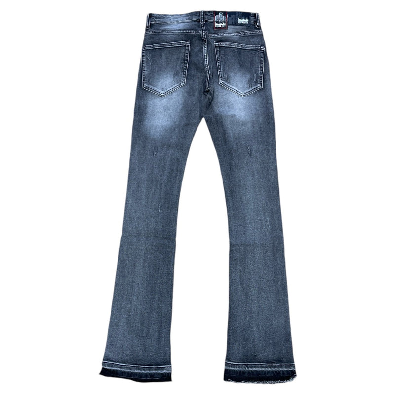 DENIMICITY BLACK LIGHTING DOWN DARK GREY WASH STACKED DENIM