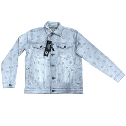 FOCUS HEARTLESS EMBROIDERED GREY JEANS JACKET