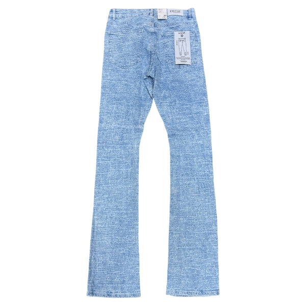 FOCUS LASER RIP STONE AZUL STACKED JEANS