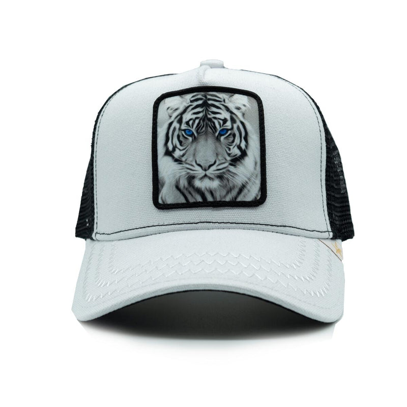 White Gold Star Tiger trucker hat