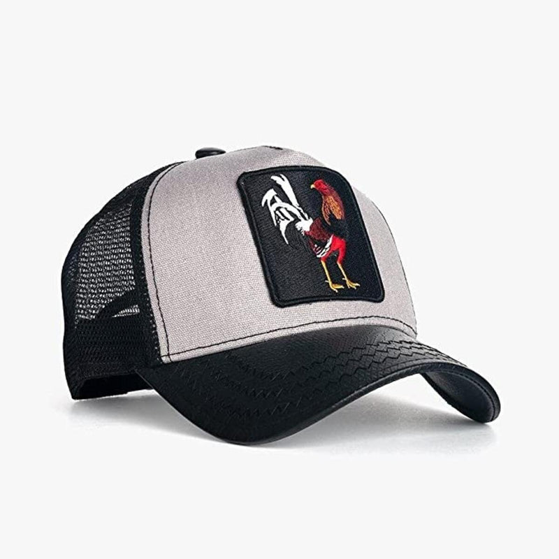 GOLD STAR rooster black grey trucker hat