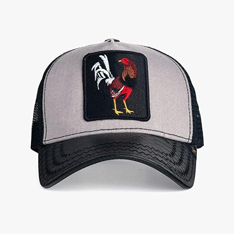 GOLD STAR rooster black grey trucker hat