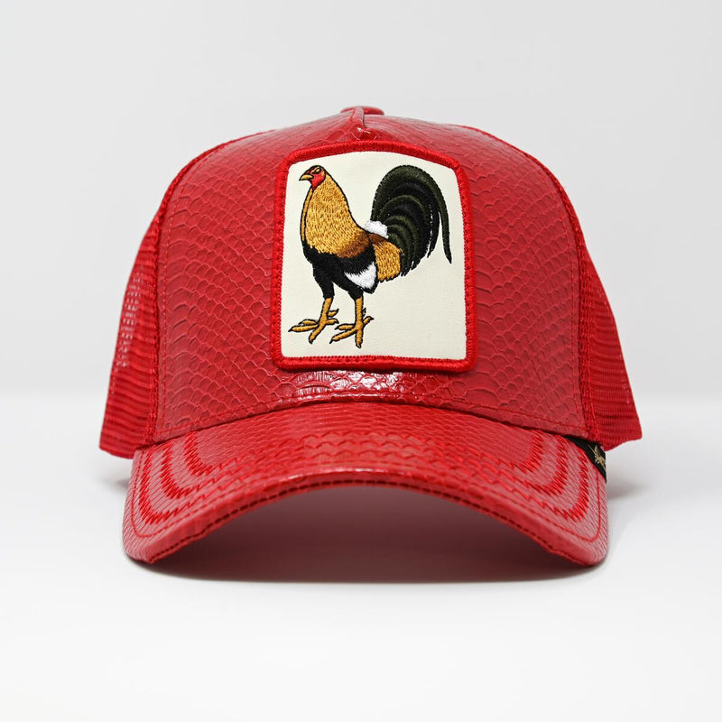 GOLD STAR ROOSTER LEATHER TRUCKER HAT