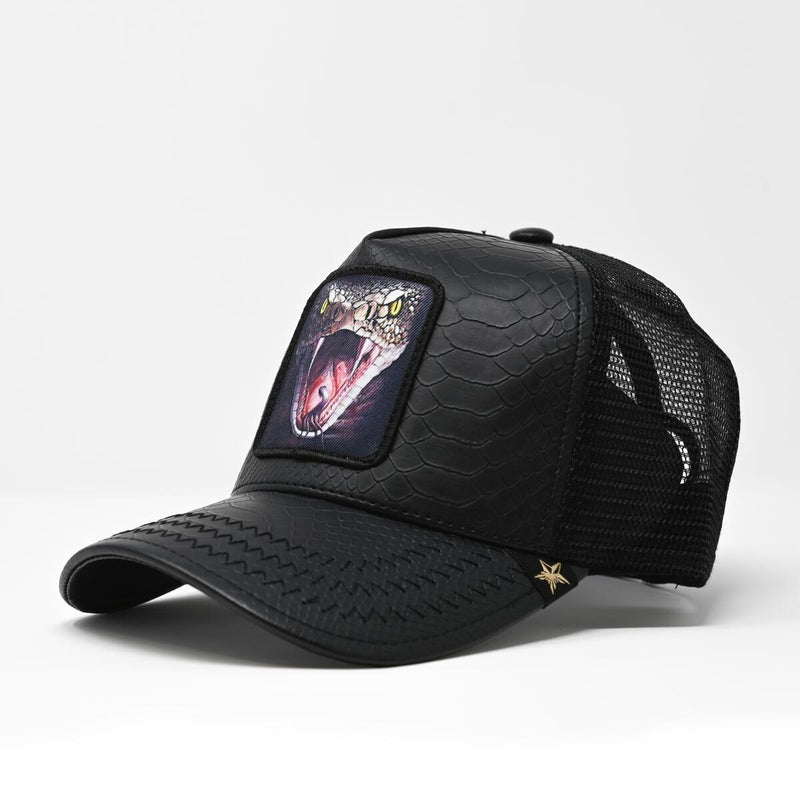 GOLD STAR SNAKE LEATHER TRUCKER HAT