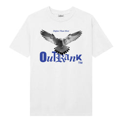 OUTRANK WHITE AND BLUE Higher Than Most T-SHIRT