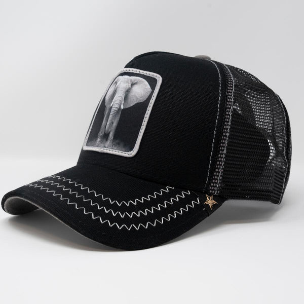 GOLD STAR Elephant Black trucker hat