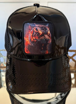 GOLD STAR LION LEATHER TRUCKER HAT